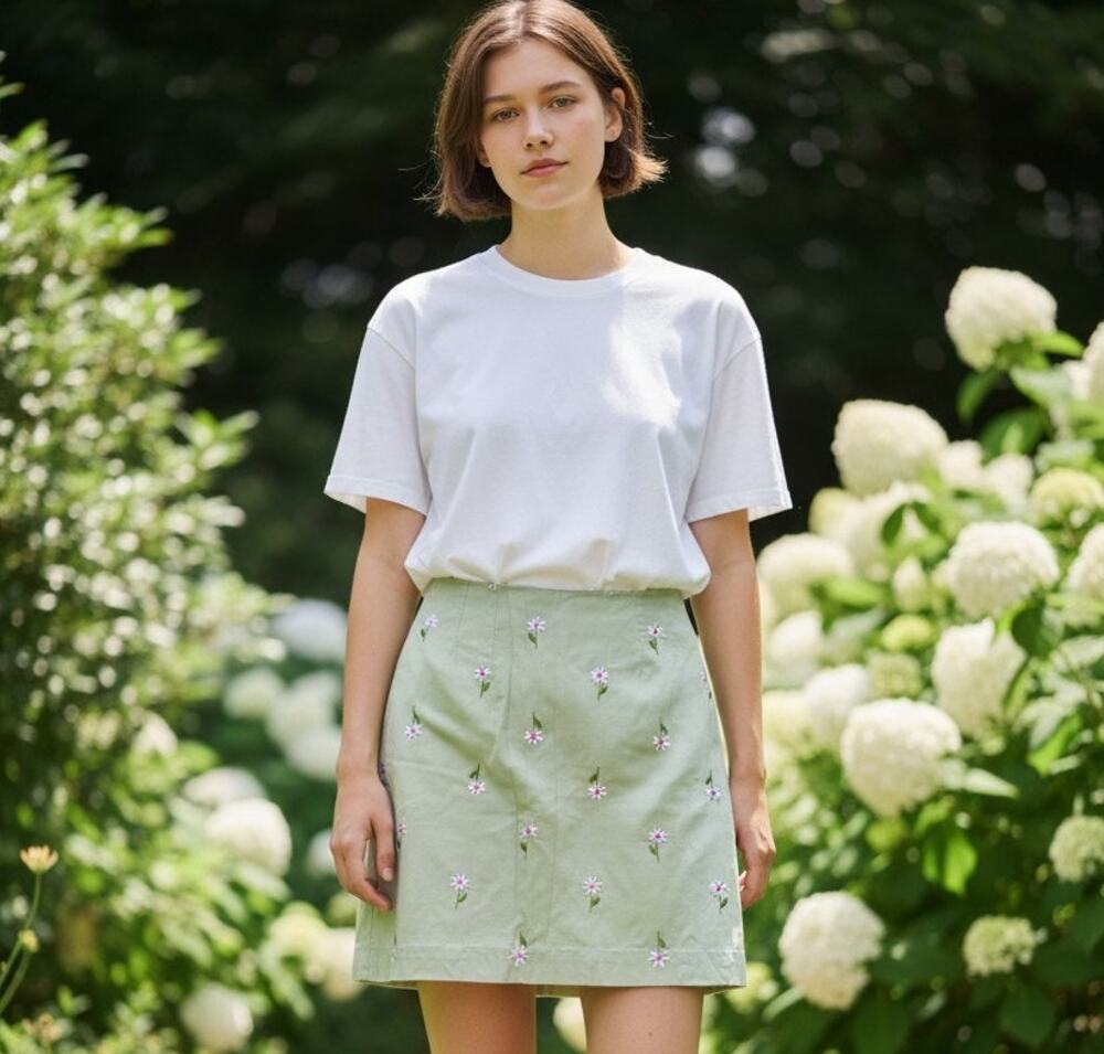 Vintage Lilly Pulitzer Mini Skirt Women's 6 Green Pink Embroidered Daisy Flower